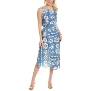 Rebecca Taylor Linen Wrap Sleeveless Midi Dress